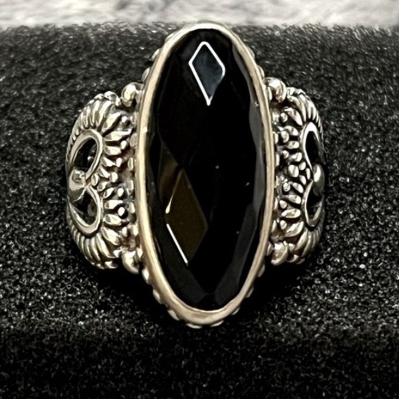 Carolyn Pollack Black Onyx and Silver Ring - Picture 1 of 6